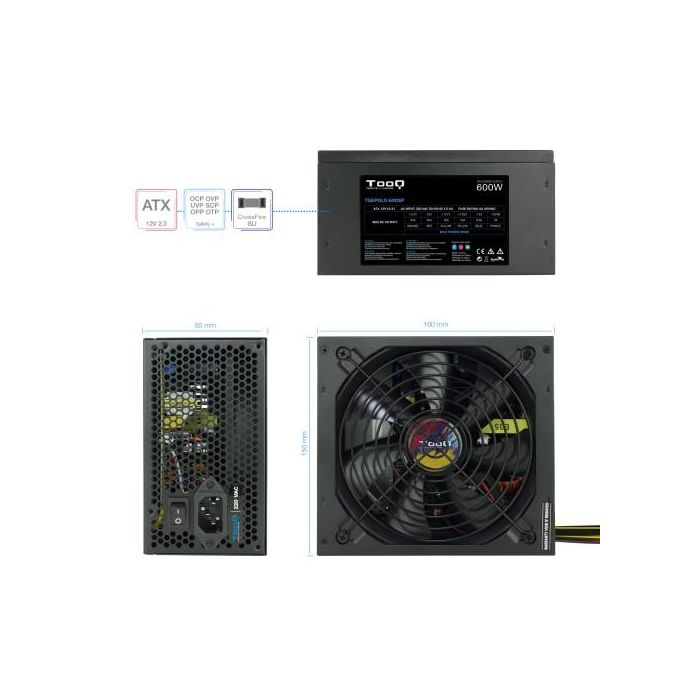 TOOQ TQAPOLO-600SP Fuente Alimentación 600W ATX PFC Activo 5 SATA 14cm Ventilador Silencioso