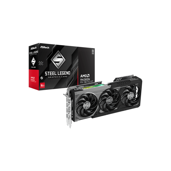 ASRock RX 9070XT Radeon Steel Legend Dark 16GB GDDR6 3 ventiladores PCI Express 5.0 5