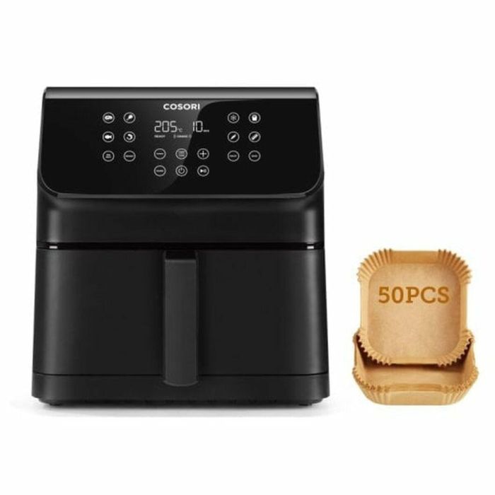 Cosori COS1713857138884 Freidora sin Aceite Premium II Chef Edition - 6.2 L, 12 Programas, 1700 W, Negra + 50 Papeles de Horno