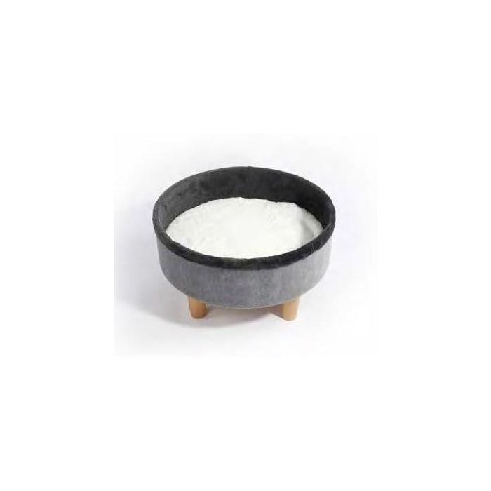 Cama redonda elevada - M PETS - ROUND - Gris - 47 x 47 x 26 cm - Pata de madera - Cojín mullido 1 Cama redonda elevada - M PETS - ROUND - Gris - 47 x 47 x 26 cm - Pata de madera - Cojín mullido 1