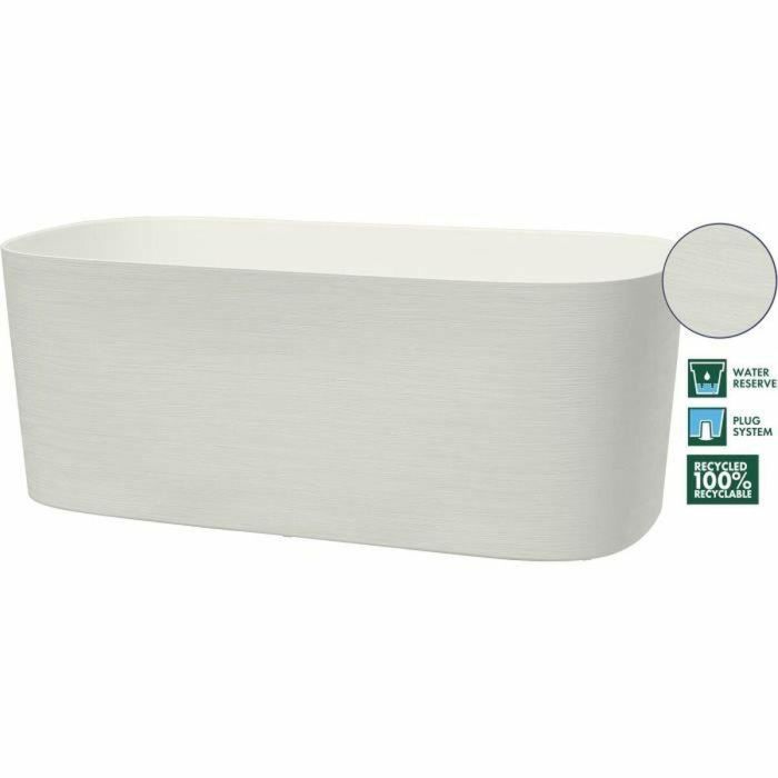 Jardinera con reserva de agua - GARDEN ID Respect - Blanco 50 x 17 cm - 100% residuos domésticos - 100% reciclable - Superficie estructurada. 3 Jardinera con reserva de agua - GARDEN ID Respect - Blanco 50 x 17 cm - 100% residuos domésticos - 100% reciclable - Superficie estructurada. 3