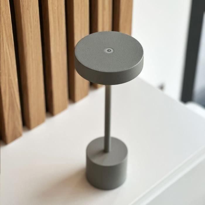 Lámpara de mesa inalámbrica - LUMISKY - ROBY GREY - H30 cm - Aluminium Touch - Gris claro - LED 2 Lámpara de mesa inalámbrica - LUMISKY - ROBY GREY - H30 cm - Aluminium Touch - Gris claro - LED 2