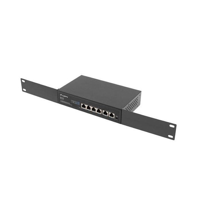 Lanberg RSFE-4P-2FE-60 Switch PoE No Administrado 6 Puertos Fast Ethernet 10/100 Montaje en Rack 1U Negro 3