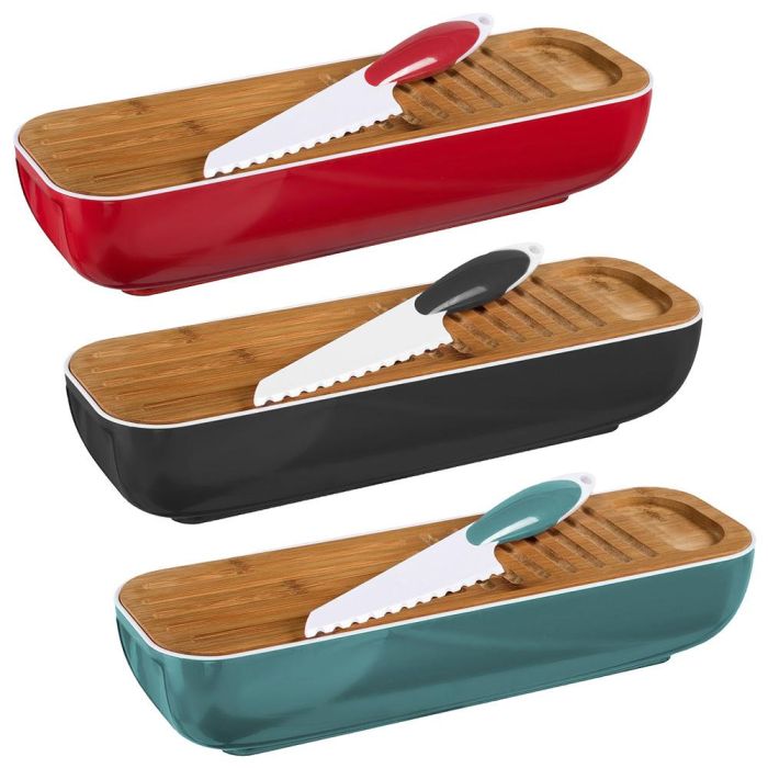 Cook Concept Panera con Tabla y Cuchillo para Pan 3 en 1 Colores Surtidos 40x12,5 cm 2 Cook Concept Panera con Tabla y Cuchillo para Pan 3 en 1 Colores Surtidos 40x12,5 cm 2