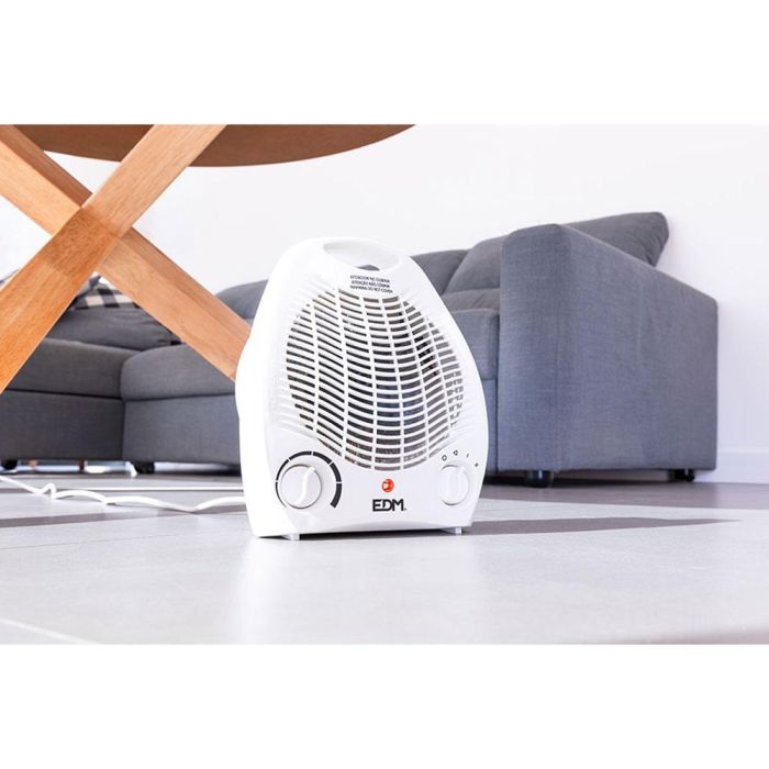 Edm Calefactor compacto vertical blanco 1000-2000W 21x12.5x27cm protector sobrecalentamiento termostato regulable 2