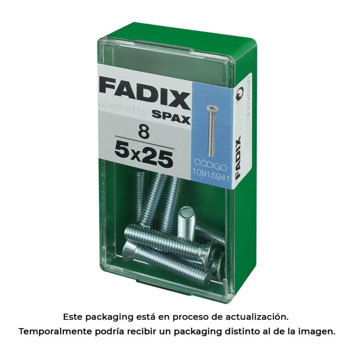 Fadix Tornillo de Métrica Cabeza Plana (CP) M5x25mm - Caja con 8 Unidades 0 Fadix Tornillo de Métrica Cabeza Plana (CP) M5x25mm - Caja con 8 Unidades 0