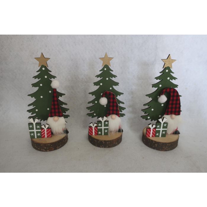 DKD Home Decor Set 6 Adornos para Árbol de Navidad Tradicionales MDF Verde Rojo 8x8x19 cm