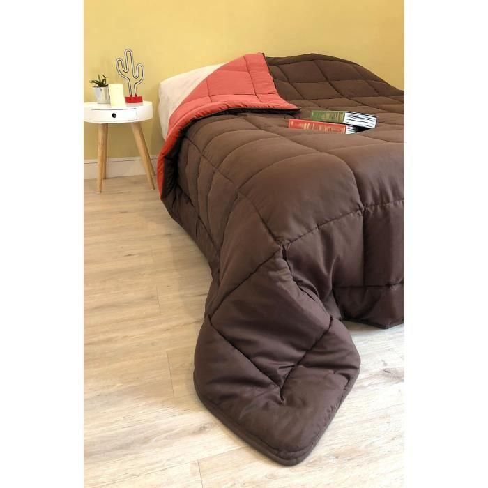 Edredón de microfibra 400g / m² CALGARY Chocolate y Coral 220x240cm 3 Edredón de microfibra 400g / m² CALGARY Chocolate y Coral 220x240cm 3