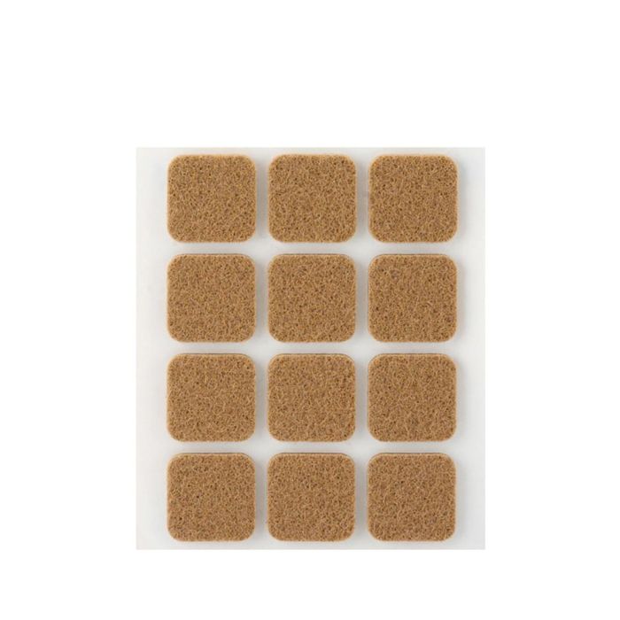 Inofix Plasfix Pack 12 fieltros marrón sintéticos adhesivos 22x22mm, lana acrílica, protege suelos y silencia ruido