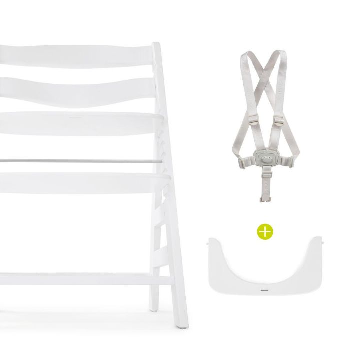 HAUCK Silla Alta de Madera Escalable Alpha+ Blanca - Asiento y Reposapiés Ajustables, Arnés de 5 Puntos, Bandeja Extraíble 6
