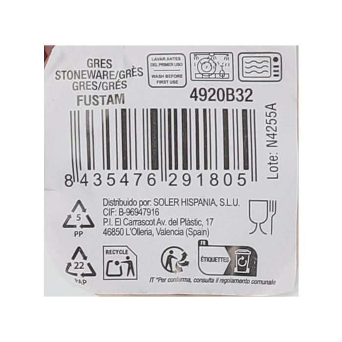 La Mediterranea Mug 140 ml "Fustam" - 6.5 cm ancho x 7.5 cm alto x 9 cm largo (48 Unidades) 1