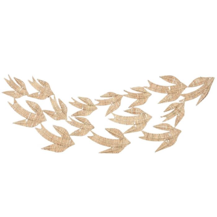 DKD Home Decor Decoración Pared Shabby con Golondrinas, Fibra y Metal, Color Natural, 126 x 5 x 40 cm