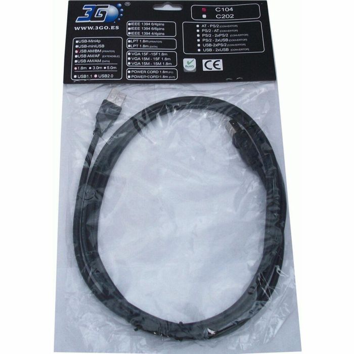 Cable OTG USB 2.0 Micro 3GO 1.8m USB 2.0 A/B Negro 1,8 m 1 Cable OTG USB 2.0 Micro 3GO 1.8m USB 2.0 A/B Negro 1,8 m 1