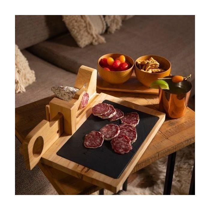 Livoo Guillotina para embutidos MEC127 - Tapa de madera de caucho y pizarra - Hoja de acero inoxidable - Seguridad 2