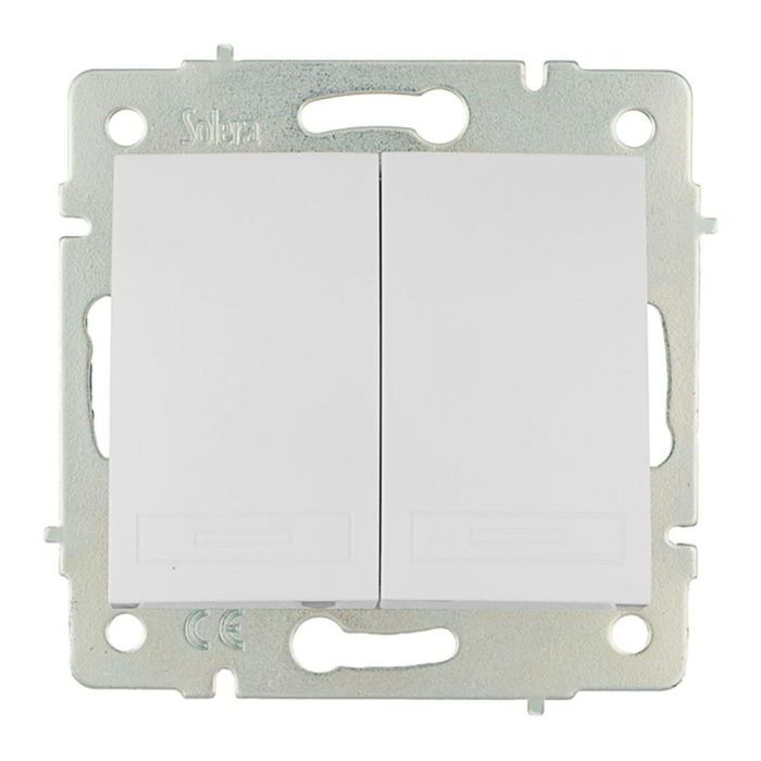 Solera Doble Conmutador/Interruptor Europa ERP12QC 10AX 250V Blanco 83x81mm Solera Doble Conmutador/Interruptor Europa ERP12QC 10AX 250V Blanco 83x81mm