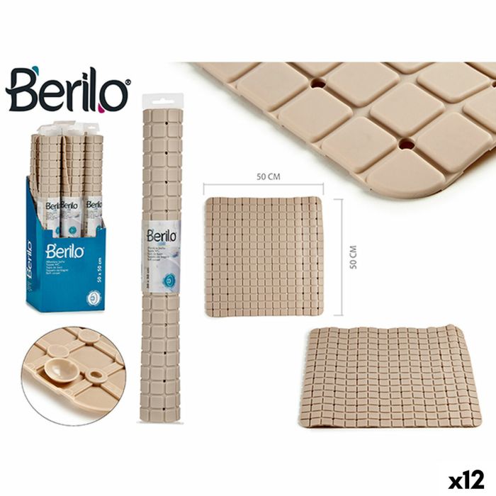 Alfombrilla Antideslizante para Ducha Berilo AR1910103 Beige PVC 0,03 x 50 x 50 cm (12 Unidades)