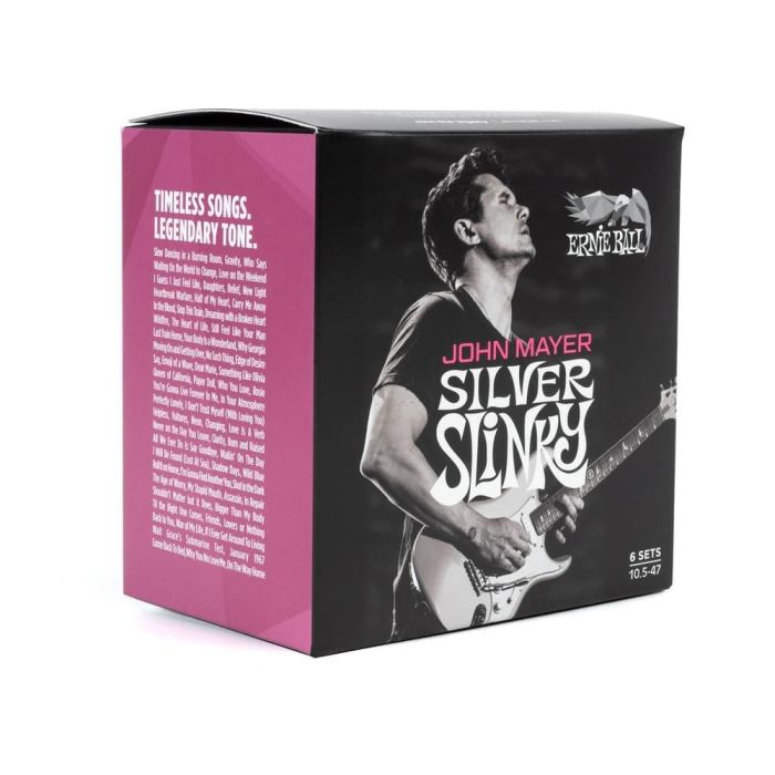 Ernie Ball Cuerdas Guitarra Eléctrica Slinky Silver John Mayer Signature 10.5-47 - Pack 6, Calibres Reforzados