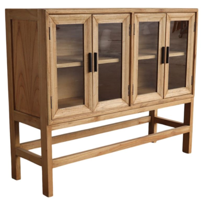 DKD Home Decor Buffet Aparador Mueble Salón Comedor Tradicional Mindi y Cristal 120x41x100 cm