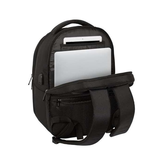 Mochila para Portátil y Tablet con Salida USB Safta Business Negro (31 x 45 x 23 cm)