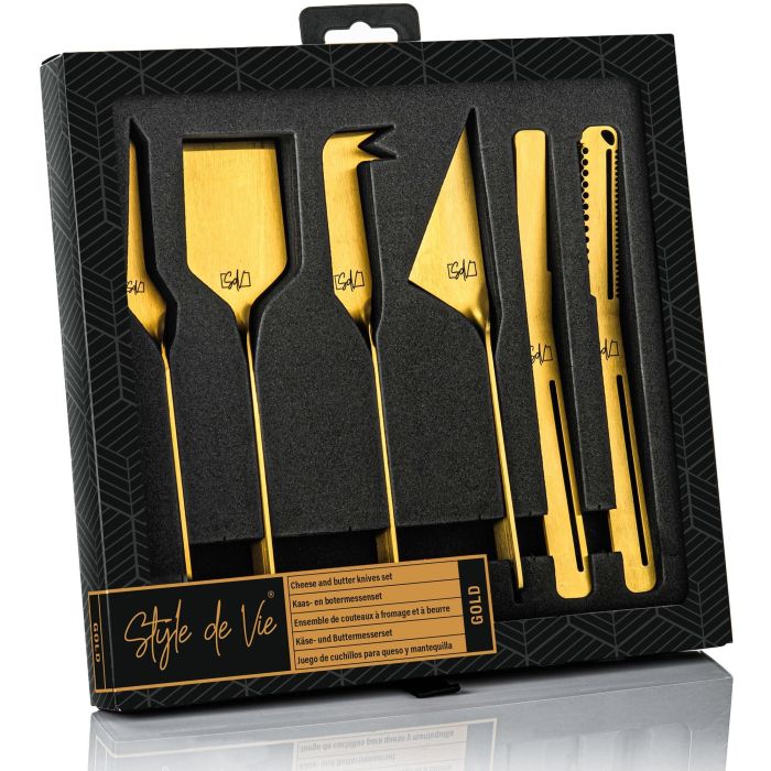 Style De Vie STY8720039627475 Juego de Cuchillos para Queso y Mantequilla, Acero Inoxidable, 6 Piezas, Dorado 2 Style De Vie STY8720039627475 Juego de Cuchillos para Queso y Mantequilla, Acero Inoxidable, 6 Piezas, Dorado 2