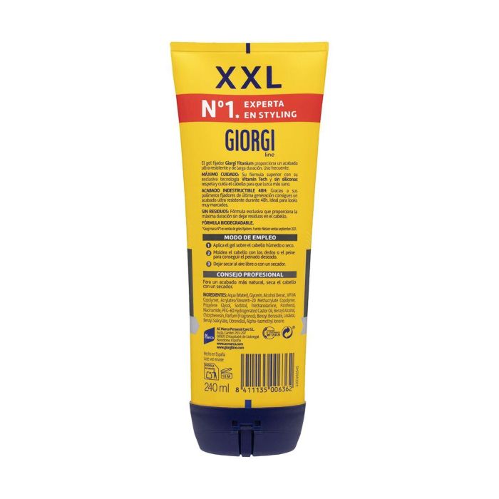 Giorgi Line ABSOLUT TITANIUM gel fijador indestructible nº9 para cabello seco, fijación duradera 48h, 240 ml 6 Giorgi Line ABSOLUT TITANIUM gel fijador indestructible nº9 para cabello seco, fijación duradera 48h, 240 ml 6