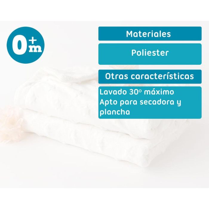 Kiokids Manta para Bebé Blanco con Estrellas en Relieve - Manta Suave 80x110 cm para Recién Nacido +0 Meses