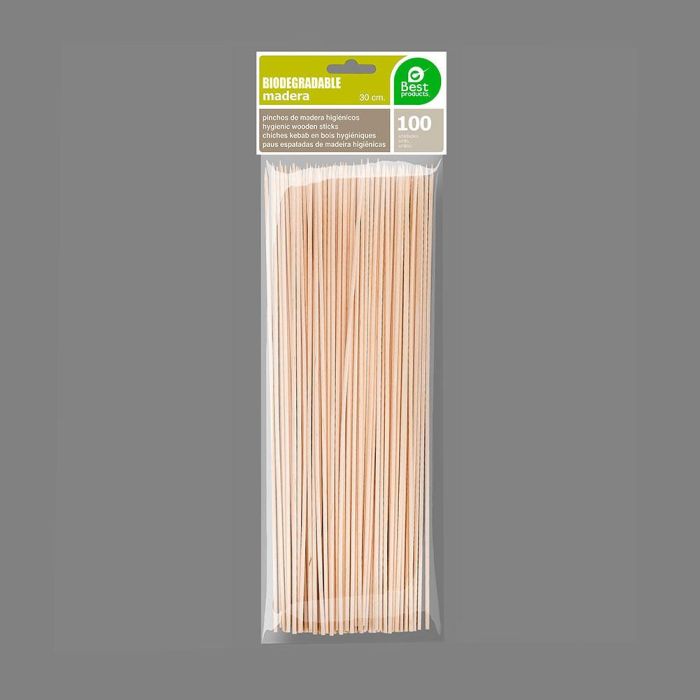 Best Products Blister 100 pinchos de madera higiénicos 300x2mm 1