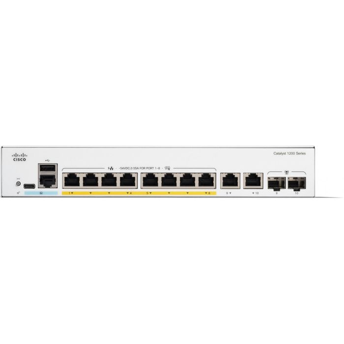 Cisco C1200-8P-E-2G Switch Gestionado L2/L3 Catalyst 1200 8 Puertos PoE Gigabit Ethernet + 2 Combo SFP 1 Cisco C1200-8P-E-2G Switch Gestionado L2/L3 Catalyst 1200 8 Puertos PoE Gigabit Ethernet + 2 Combo SFP 1