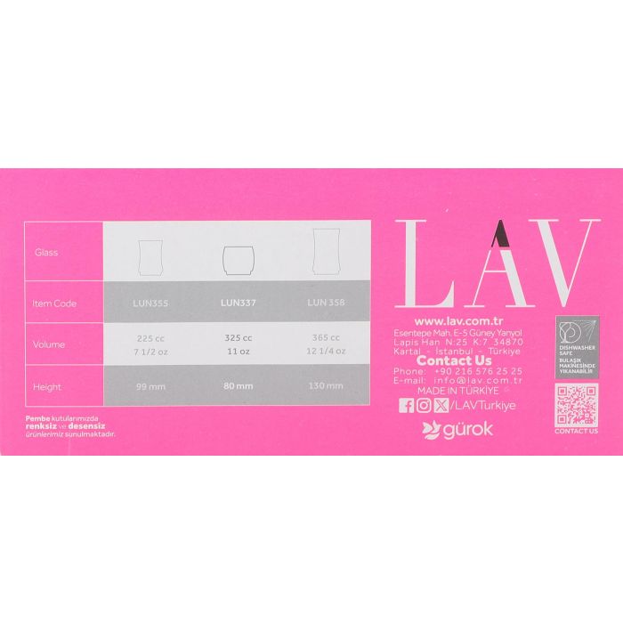 Lav Set 6 Vasos Vidrio Lune 325 cc (8 Cajas) 3 Lav Set 6 Vasos Vidrio Lune 325 cc (8 Cajas) 3