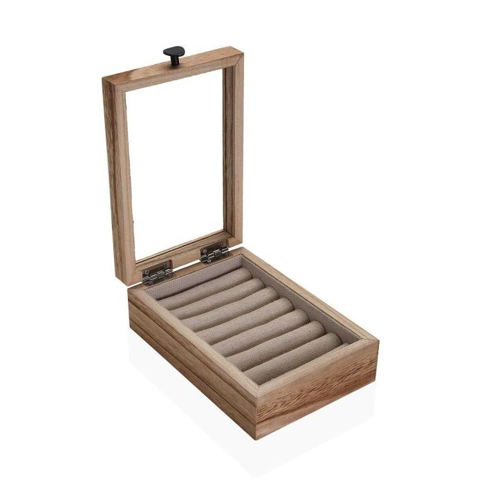 Versa Joyero de Madera Paulownia con Tapa de Cristal 19x12x6 cm (2 Unidades) 1 Versa Joyero de Madera Paulownia con Tapa de Cristal 19x12x6 cm (2 Unidades) 1
