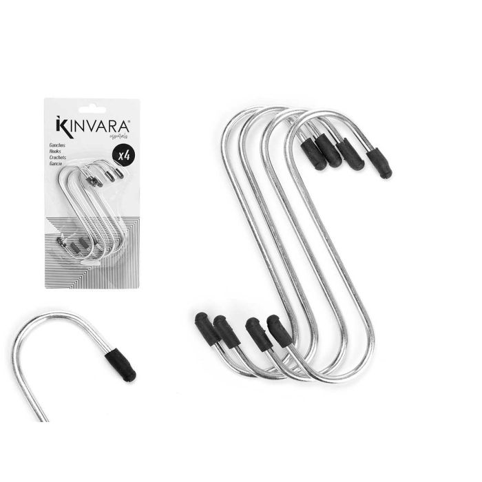 Set 4 Ganchos Metálicos Kinvara 10.3x21x2 cm, Plata (24 Unidades) Set 4 Ganchos Metálicos Kinvara 10.3x21x2 cm, Plata (24 Unidades)