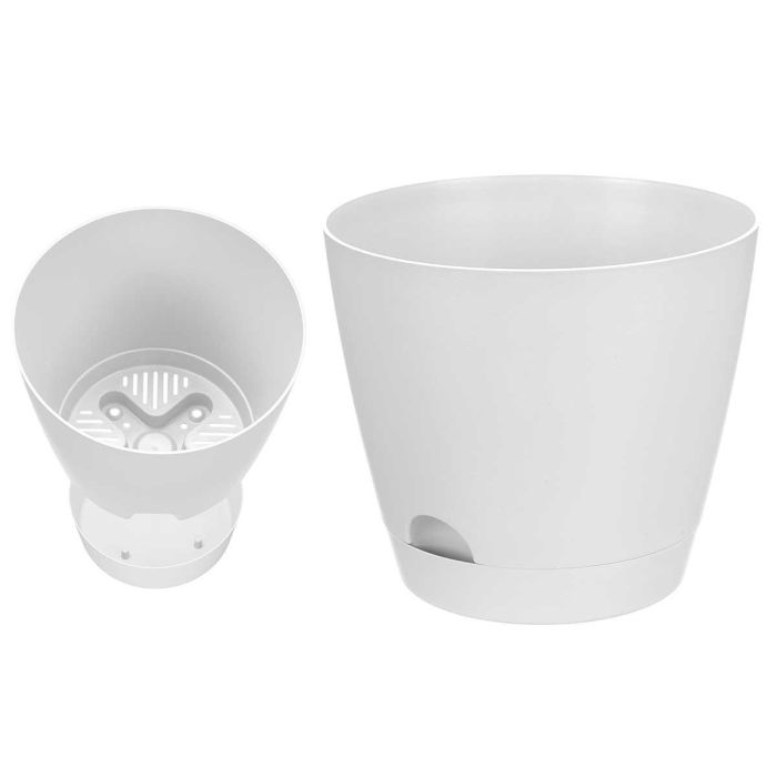 Ibergarden Maceta redonda de plástico 30,5 cm de diámetro, color blanco (Set de 12)