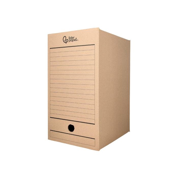 Caja Archivo Definitivo Liderpapel Folio Doble Ancho Carton Reciclado 400 gr-M2 Lomo 200 mm Kraft 367x200x251 mm 2