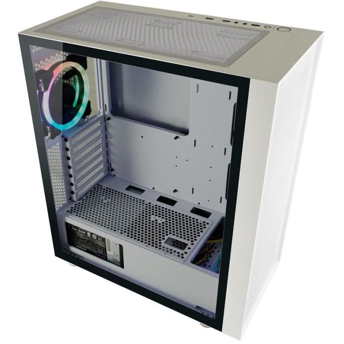 LC-Power 802W RGB Midi Tower PC Gaming Blanco, compatible ATX/Micro ATX/Mini-ITX, con RGB y Panel Vidrio Templado 13