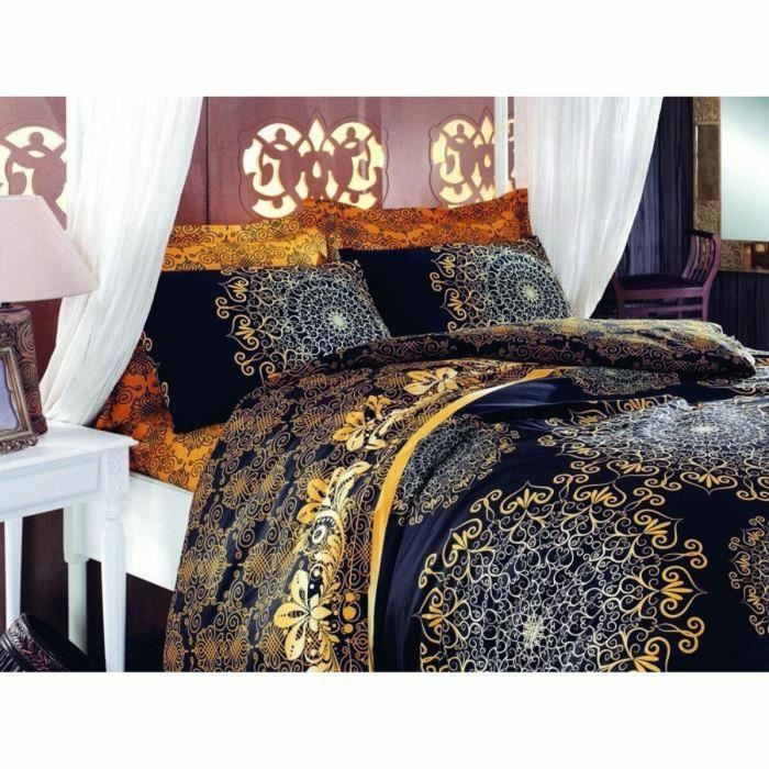 Juego de Cama 220x240 cm con 2 Fundas de Almohada 60x60 cm 100% Algodón Reforzado Negro ASI8681875567564 4