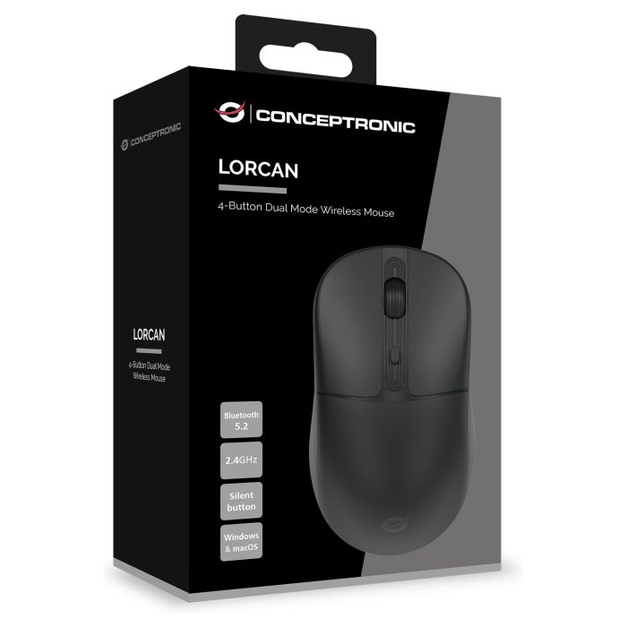Conceptronic Ratón Inalámbrico Lorcan04b Negro 2.4 GHz Bluetooth Óptico 1600 Dpi 7