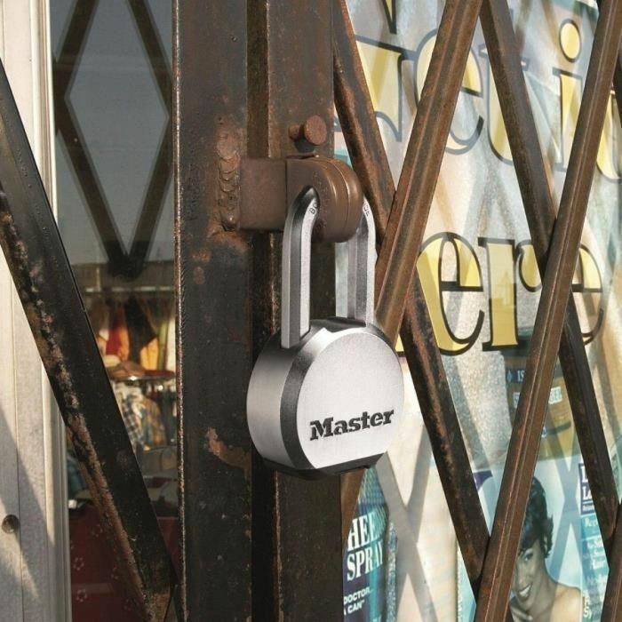 Master Lock M830EURDLH Candado de alta seguridad, Acero Inoxidable, Arco Largo, Exterior, Con llave 2 Master Lock M830EURDLH Candado de alta seguridad, Acero Inoxidable, Arco Largo, Exterior, Con llave 2