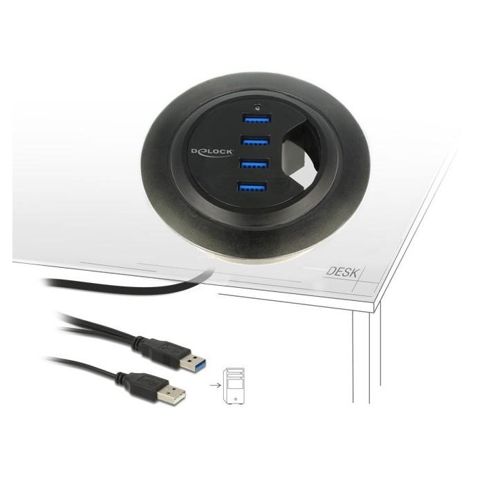 DELOCK Tisch-Hub 4 Port USB 3.0 3