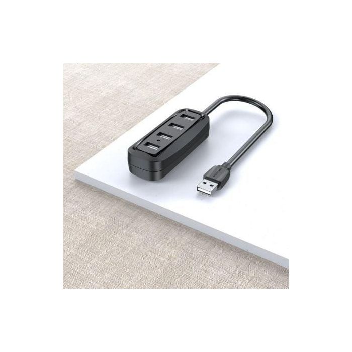 Vention VAS-J43-B100 Hub USB 2.0 con 4 puertos USB-A, velocidad 480 Mbps, 1 metro de longitud y color Negro. 2 Vention VAS-J43-B100 Hub USB 2.0 con 4 puertos USB-A, velocidad 480 Mbps, 1 metro de longitud y color Negro. 2