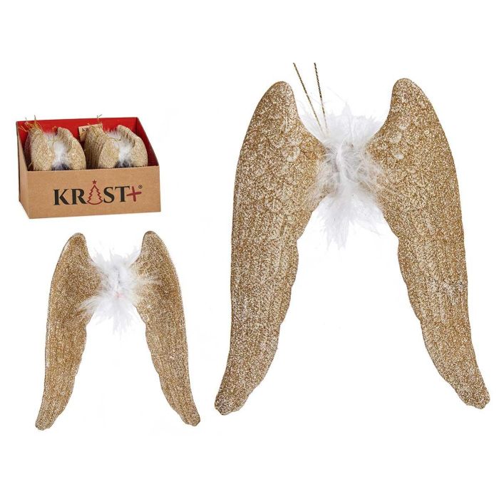 Adorno Árbol Navidad Alas con Pluma Champagne Krist+ 12.5x15x2.5 cm (48 Unidades) Adorno Árbol Navidad Alas con Pluma Champagne Krist+ 12.5x15x2.5 cm (48 Unidades)