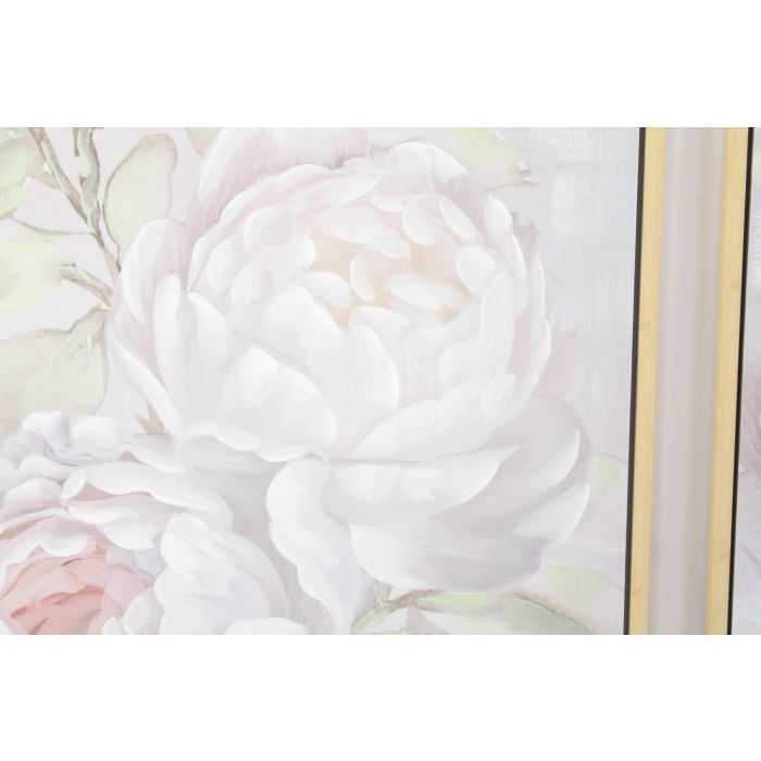 DKD Home Decor Cuadro Shabby con Flores Blanco y Gris de Lienzo Hecho a Mano 80x80 cm Set de 2 Unidades 2 DKD Home Decor Cuadro Shabby con Flores Blanco y Gris de Lienzo Hecho a Mano 80x80 cm Set de 2 Unidades 2