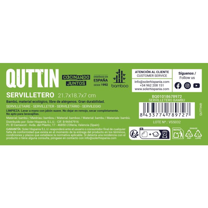 Servilletero Bambu Quttin (12 Unidades) 4
