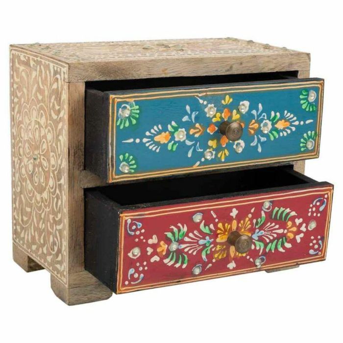 Caja-Joyero Alexandra House Living Multicolor Natural Madera de mango Madera MDF 10 x 15 x 18 cm 2 cajones 6