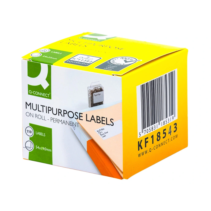 Q-connect KF18543 Etiqueta Adhesiva Compatible Dymo 99019 Tamaño 54x190 mm Caja con 110 Etiquetas 1 Q-connect KF18543 Etiqueta Adhesiva Compatible Dymo 99019 Tamaño 54x190 mm Caja con 110 Etiquetas 1