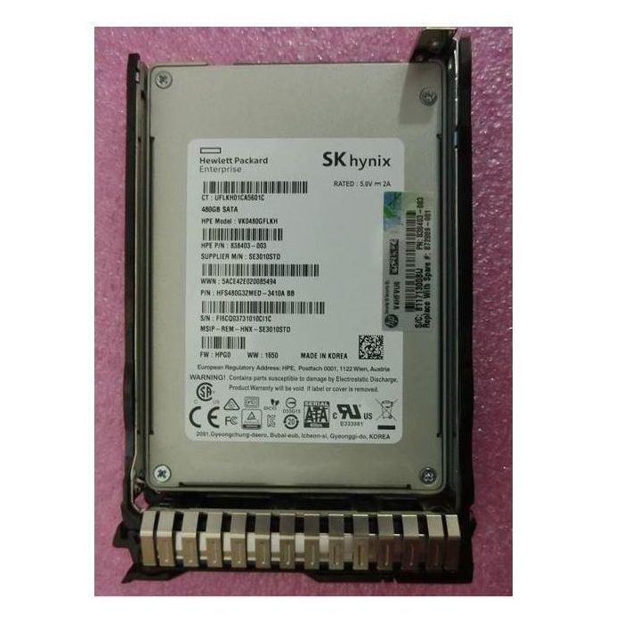 Hewlett Packard Enterprise 480GB SATA 6G SFF RI SC SSD para Servidor - Sustitución de Disco Certificada HP