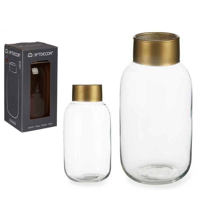 Giftdecor Jarrón de Cristal Liso Oro Pequeño Transparente 11.5x24x11.5 cm (6 Unidades) Giftdecor Jarrón de Cristal Liso Oro Pequeño Transparente 11.5x24x11.5 cm (6 Unidades)