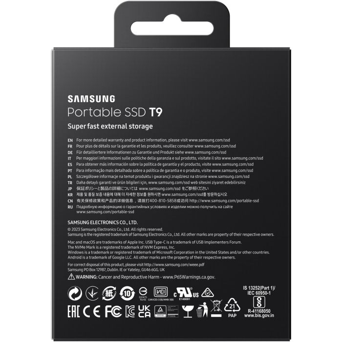 Samsung MU-PG4T0B Disco SSD Externo Portátil T9 4TB USB 3.2 Gen2 Tipo C 2000 MB/s Negro 10