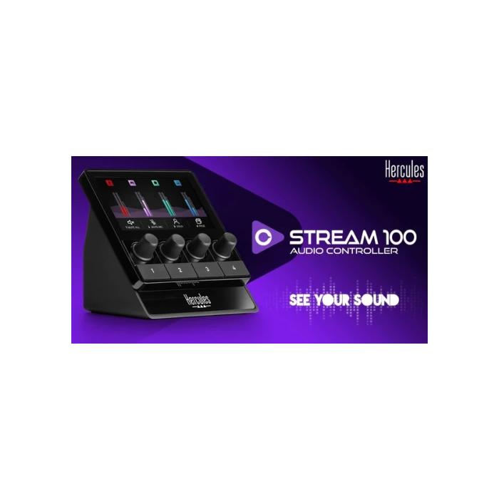Hercules Stream 100 Controlador de Audio con Pantalla LCD y 4 Botones Asignables - 4780933 4 Hercules Stream 100 Controlador de Audio con Pantalla LCD y 4 Botones Asignables - 4780933 4