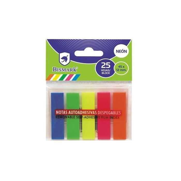 Bismark Taco De Notas Adhesivas Colores Neon 5x25 Hojas 45x12 mm Blister Bismark Taco De Notas Adhesivas Colores Neon 5x25 Hojas 45x12 mm Blister
