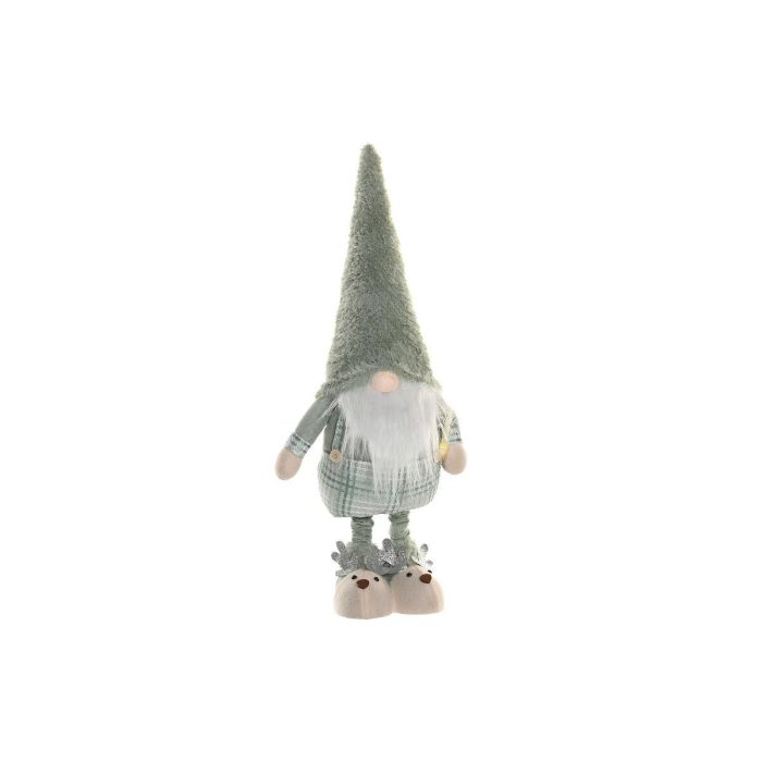 DKD Home Decor Figura Navidad Alpina de Poliéster con LED Extensible Verde y Blanco, Funciona con 2 Pilas CR2032, 65 x 15 x 28 cm